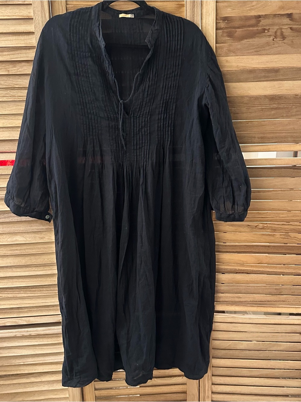Matta Semi Sheer Cotton Midi Dress in black size L